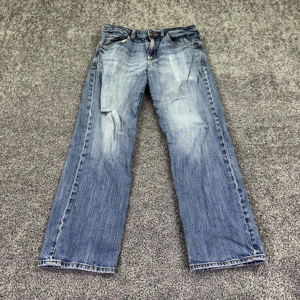 Lee L342 Modern Series Jeans Mens 32x30 Blue Straight Distressed Denim Workwear